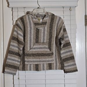 BAJA JOE HOODIE MEXICAN STYLE SWEATER MIDWESTERN HIPPIE DRUG RUG  YOUTH XL